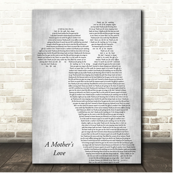 Jim Brickman A Mother's Love Mother & Child Grey Song Lyric Print