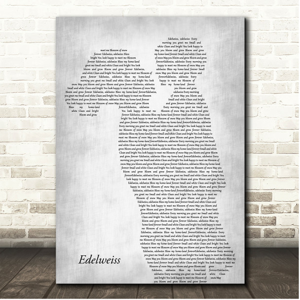 Julie Andrews Edelweiss Mother & Child Grey Song Lyric Print