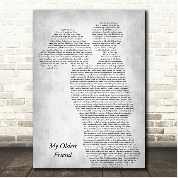 Seafoam Green My Oldest Friend Mother & Child Grey Song Lyric Print