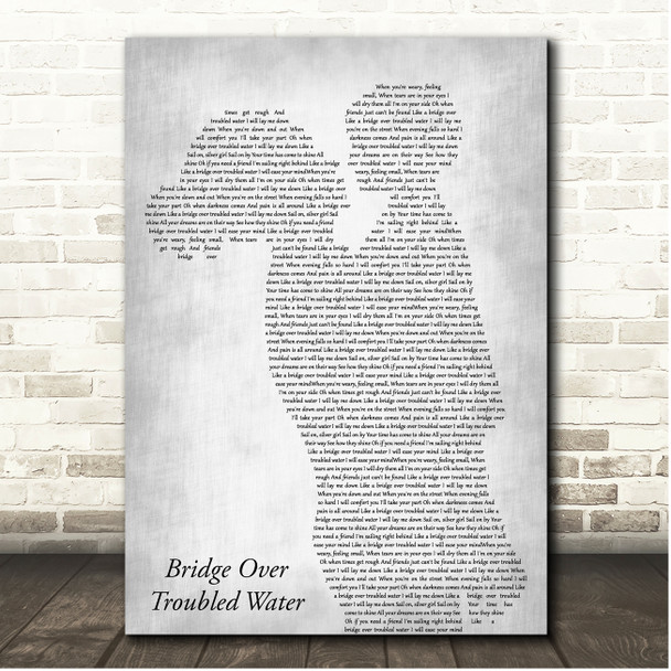 Simon & Garfunkel Bridge Over Troubled Water Mother & Child Grey Song Lyric Print