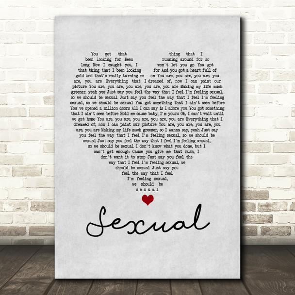 NEIKED Sexual Grey Heart Song Lyric Quote Print