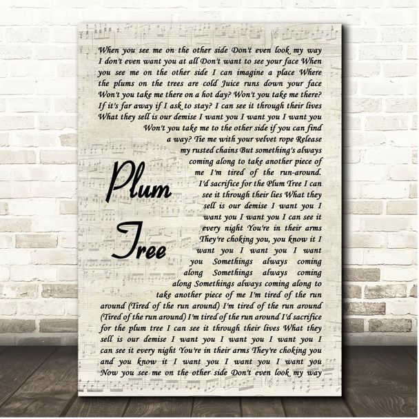 Fool Saint Plum Tree Vintage Script Song Lyric Print