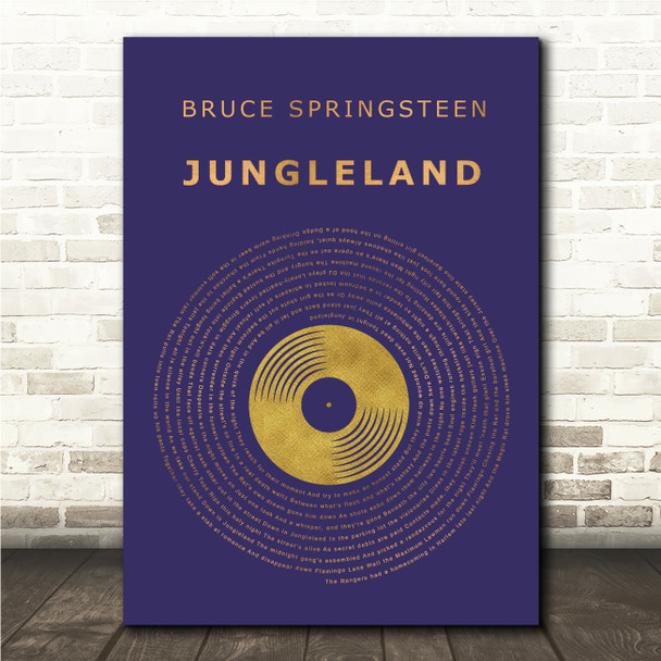 Bruce Springsteen Jungleland Blue & Copper Gold Vinyl Record Song Lyric Print