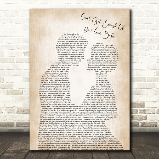 Barry White Can't Get Enough Of Your Love, Babe Man & Lady Song Lyric Print