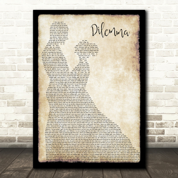 Nelly & Kelly Rowland Dilemma Man Lady Dancing Song Lyric Quote Print
