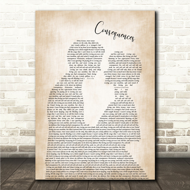 Camila Cabello Consequences Man & Lady Song Lyric Print