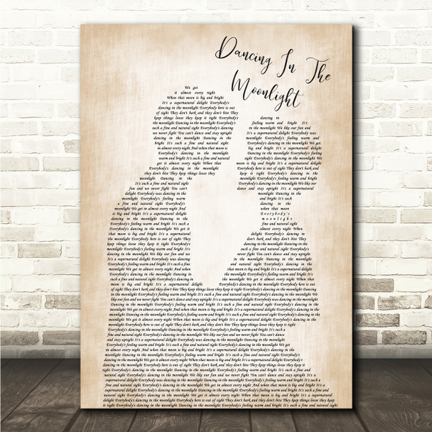 Toploader Dancing In The Moonlight Man & Lady Song Lyric Print