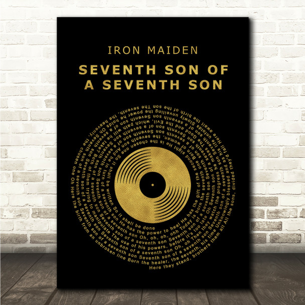 Iron Maiden Seventh Son of a Seventh Son Black & Gold Vinyl Record Song Lyric Print