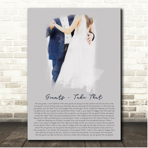 Take That Giants Bride Groom Wedding First Dance Song Lyric Print