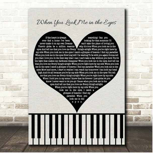 Jonas Brothers When You Look Me in the Eyes Black Heart & Piano Keys Song Lyric Print