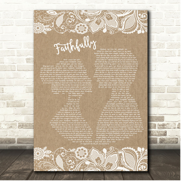 Journey Faithfully Burlap & Lace Song Lyric Print