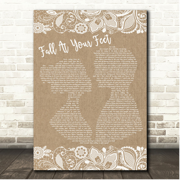 Crowded House Fall At Your Feet Burlap & Lace Song Lyric Print