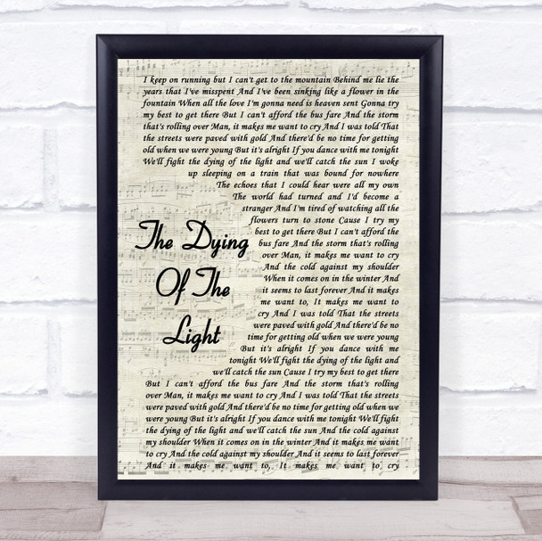 Noel Gallagher's High Flying Birds The Dying Of The Light Script Lyric Print