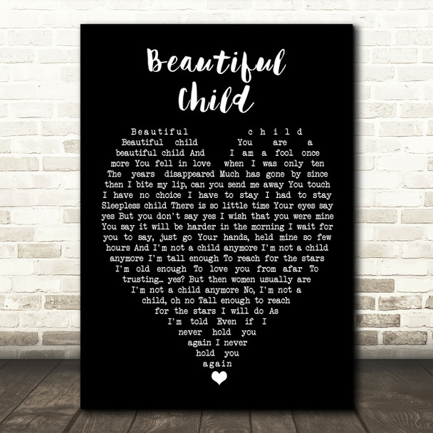 Beautiful Child Fleetwood Mac Black Heart Quote Song Lyric Print