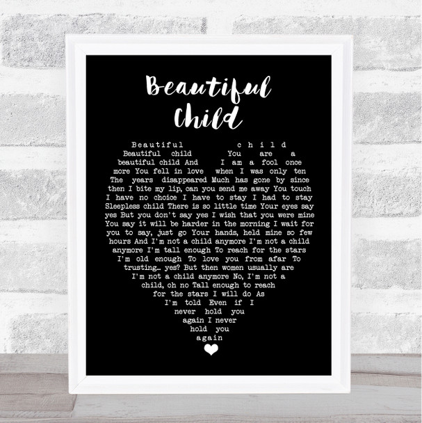 Beautiful Child Fleetwood Mac Black Heart Quote Song Lyric Print