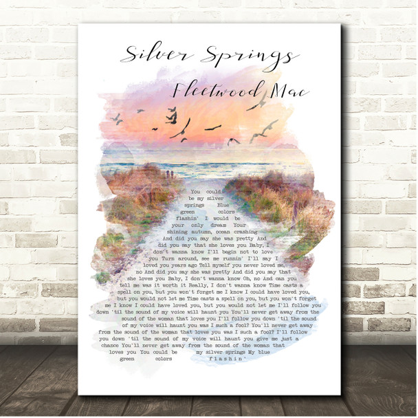 Fleetwood Mac Silver Springs Beach Sunset Birds Memorial Song Lyric Print