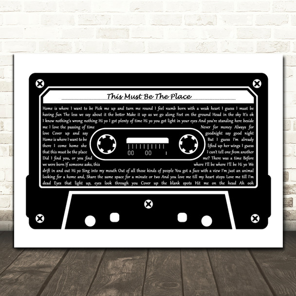 Talking Heads This Must Be The Place Black & White Cassette Tape Song Lyric Print