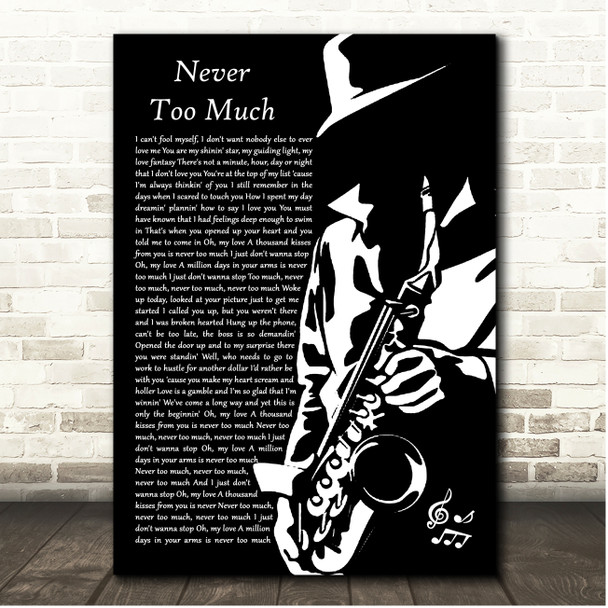 Luther Vandross Never Too Much Saxophone Player Song Lyric Print