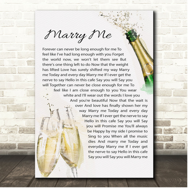 Train Marry Me Celebration Champagne Toast Song Lyric Print