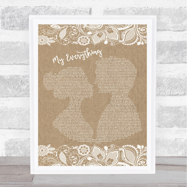 Owl City My Everything Burlap & Lace Song Lyric Quote Print