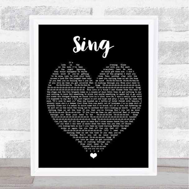 Sing Ed Sheeran Black Heart Quote Song Lyric Print