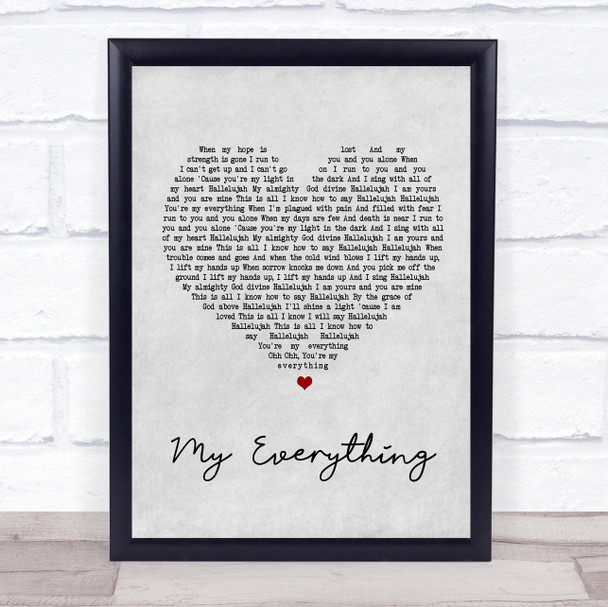 Owl City My Everything Grey Heart Song Lyric Quote Print