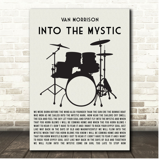 Van Morrison Into The Mystic Drum Kit Black Song Lyric Print