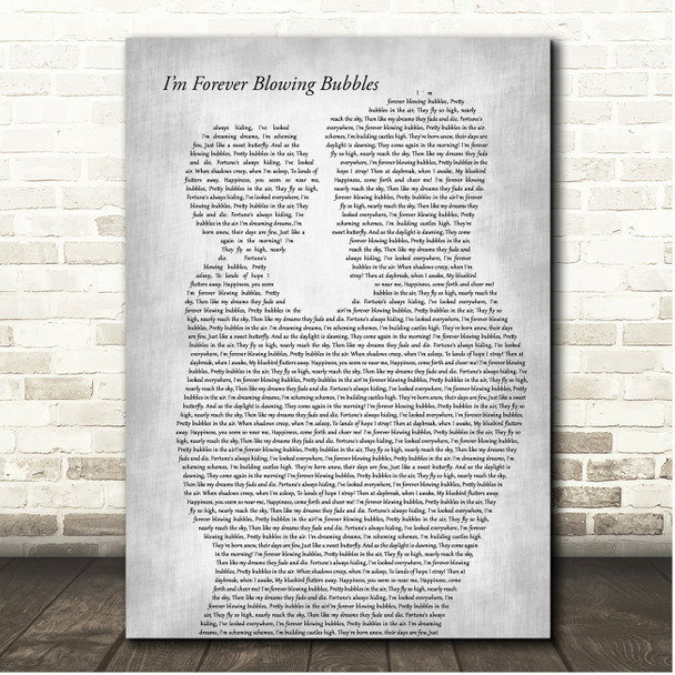 Cockney Rejects Im Forever Blowing Bubbles Father & Child Grey Song Lyric Print