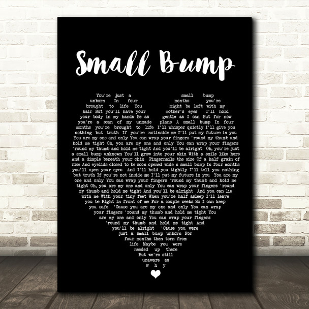 Small Bump Ed Sheeran Black Heart Quote Song Lyric Print