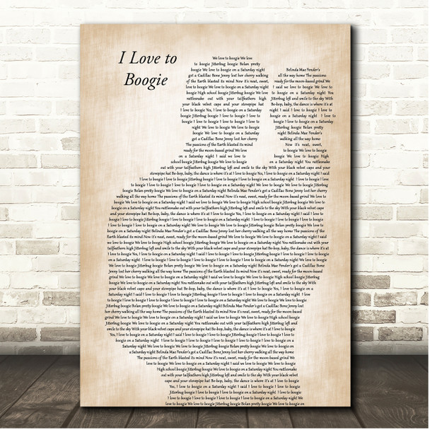 T-Rex I Love to Boogie Father & Baby Song Lyric Print