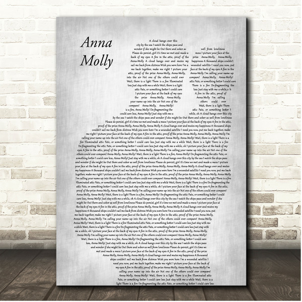 Incubus Anna Molly Father & Baby Grey Song Lyric Print