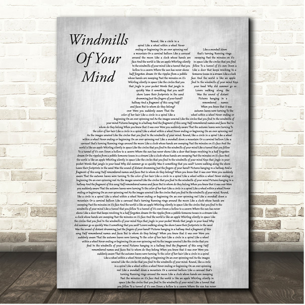 Noel Harrison Windmills Of Your Mind Father & Baby Grey Song Lyric Print