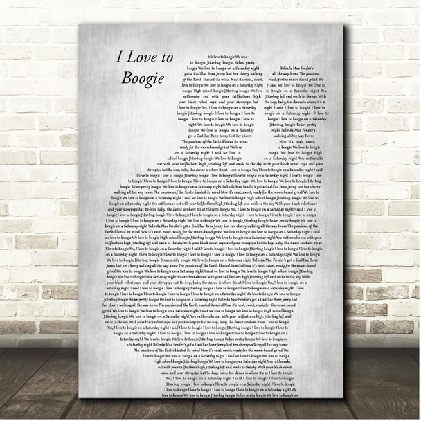 T-Rex I Love to Boogie Father & Baby Grey Song Lyric Print