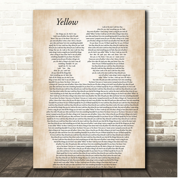 Coldplay Yellow Father & Child Song Lyric Print