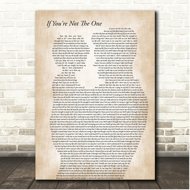 Daniel Bedingfield If You're Not The One Father & Child Song Lyric Print