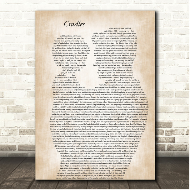 Sub Urban Cradles Father & Child Song Lyric Print