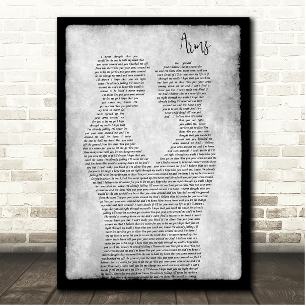 Christina Perri Arms Grey Black Border Gay Men Song Lyric Print