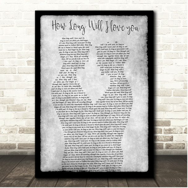 Ellie Goulding How Long Will I Love You Grey Black Border Gay Men Song Lyric Print