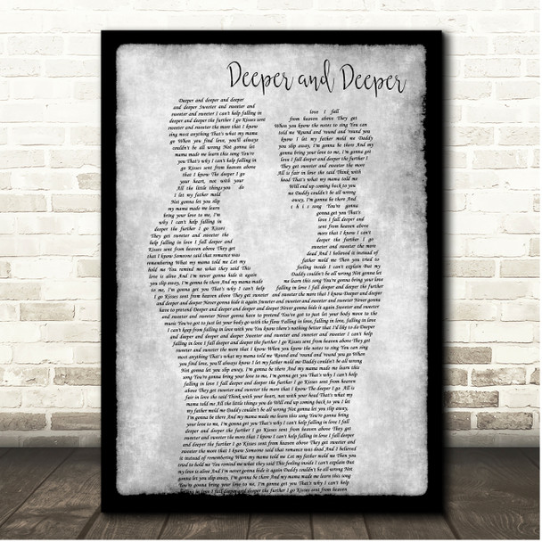 Madonna Deeper and Deeper Grey Black Border Gay Men Song Lyric Print