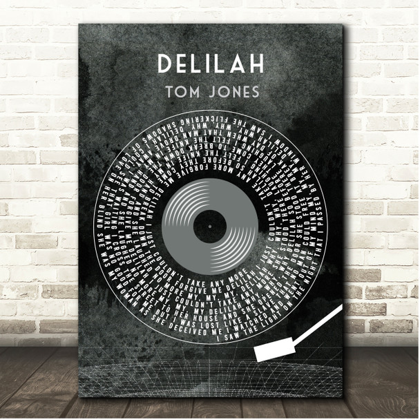 Tom Jones Delilah Grunge Grey Vinyl Record Song Lyric Print