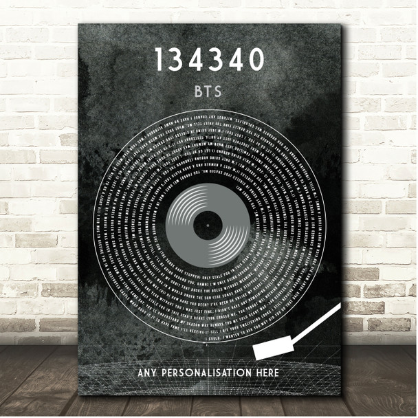 BTS 134340 Grunge Grey Vinyl Record Song Lyric Print