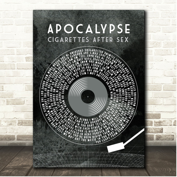 Cigarettes After Sex Apocalypse Grunge Grey Vinyl Record Song Lyric Print