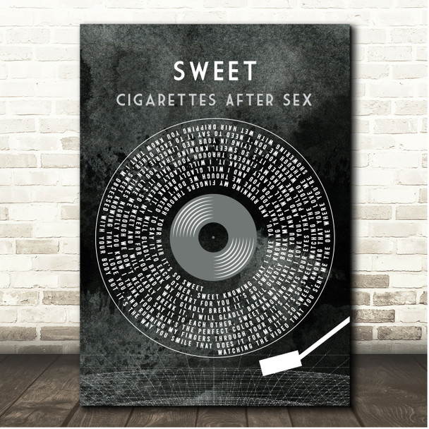 Cigarettes After Sex Sweet Grunge Grey Vinyl Record Song Lyric Print