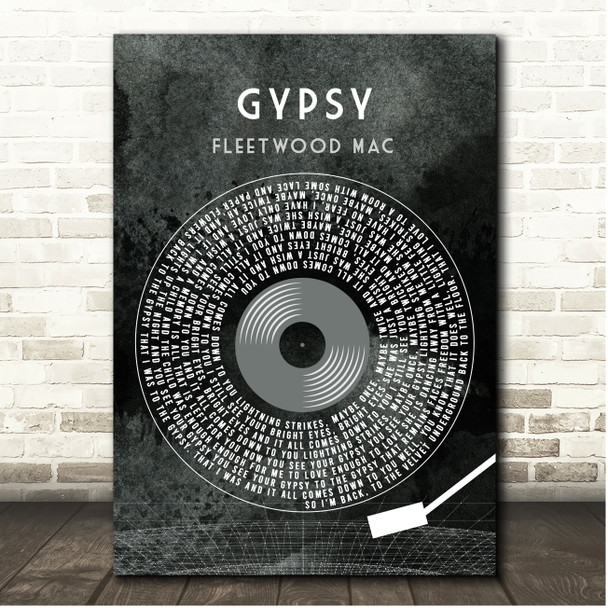 Fleetwood Mac Gypsy Grunge Grey Vinyl Record Song Lyric Print
