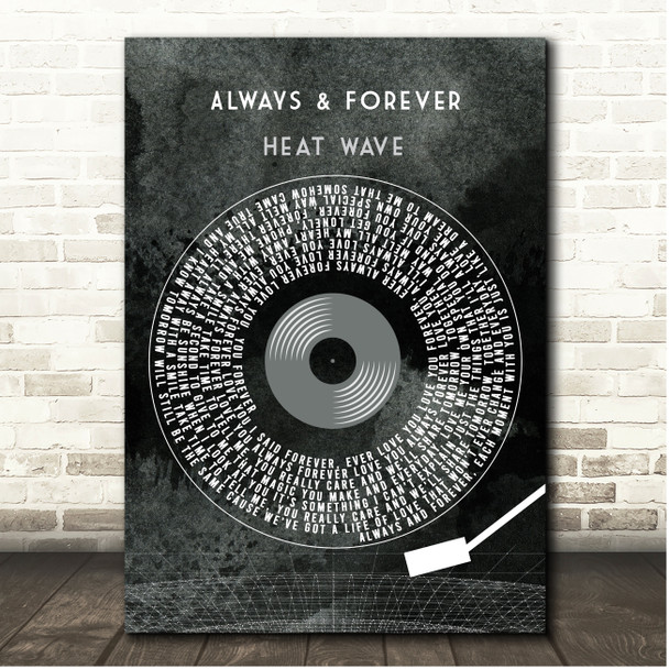 Heatwave Always And Forever Grunge Grey Vinyl Record Song Lyric Print