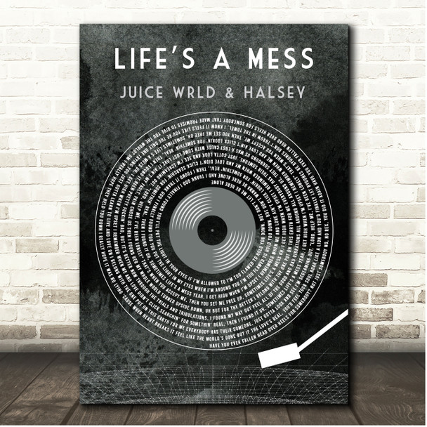 Juice WRLD & Halsey Lifes a Mess Grunge Grey Vinyl Record Song Lyric Print