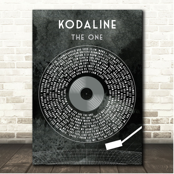 Kodaline The One Grunge Grey Vinyl Record Song Lyric Print