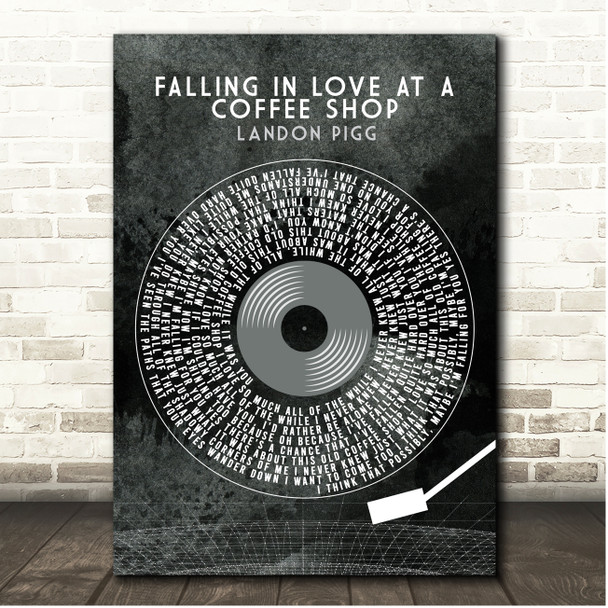 Landon Pigg Falling In Love At a Coffee Shop Grunge Grey Vinyl Record Song Lyric Print