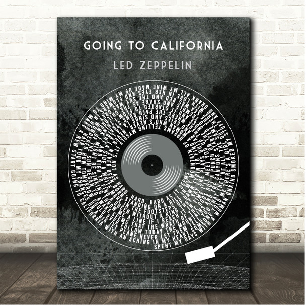 Led Zeppelin Going to California Grunge Grey Vinyl Record Song Lyric Print