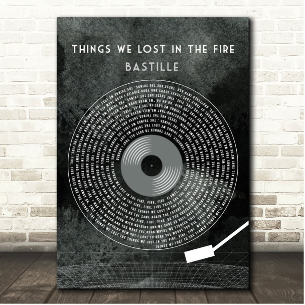 Bastille Things We Lost in the Fire Grunge Grey Vinyl Record Song Lyric Print